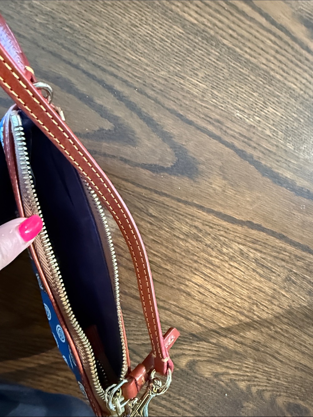 Dooney & Bourke Blue and Brownish Cubs Logo Wristlet NWOT - Picture 5 of 5